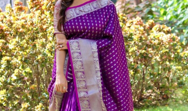 buy Soft Banarasi Silk Saree with Thousand Butti Design