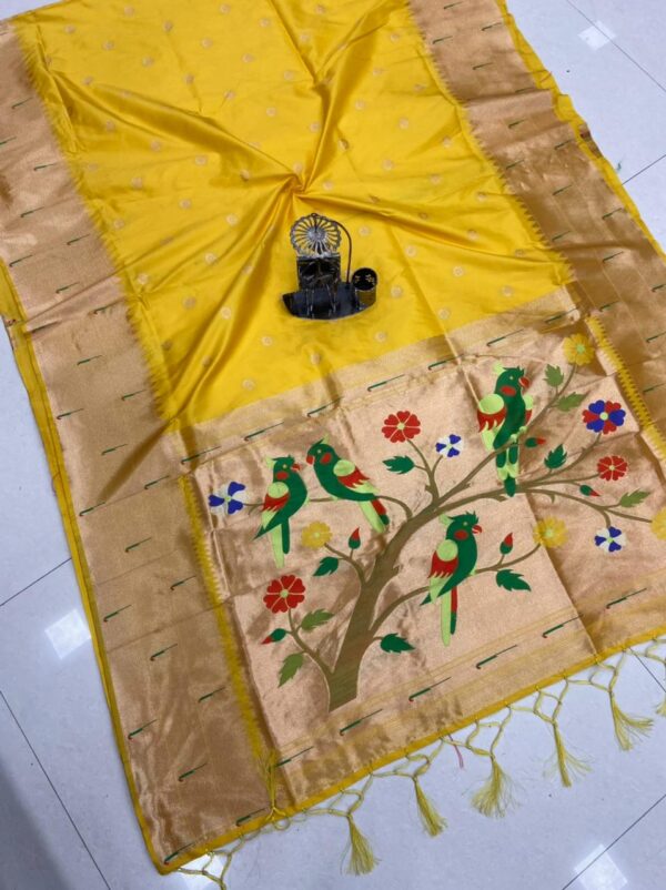 buy Kanchipuram Gold Paithani Silk Saree